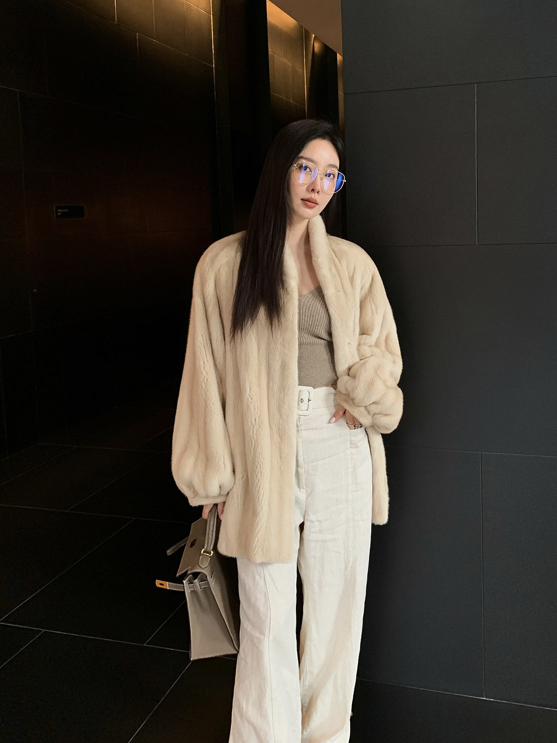 The Kopenhagen Violet — Velvet Whole Mink Stand-Collar Jacket