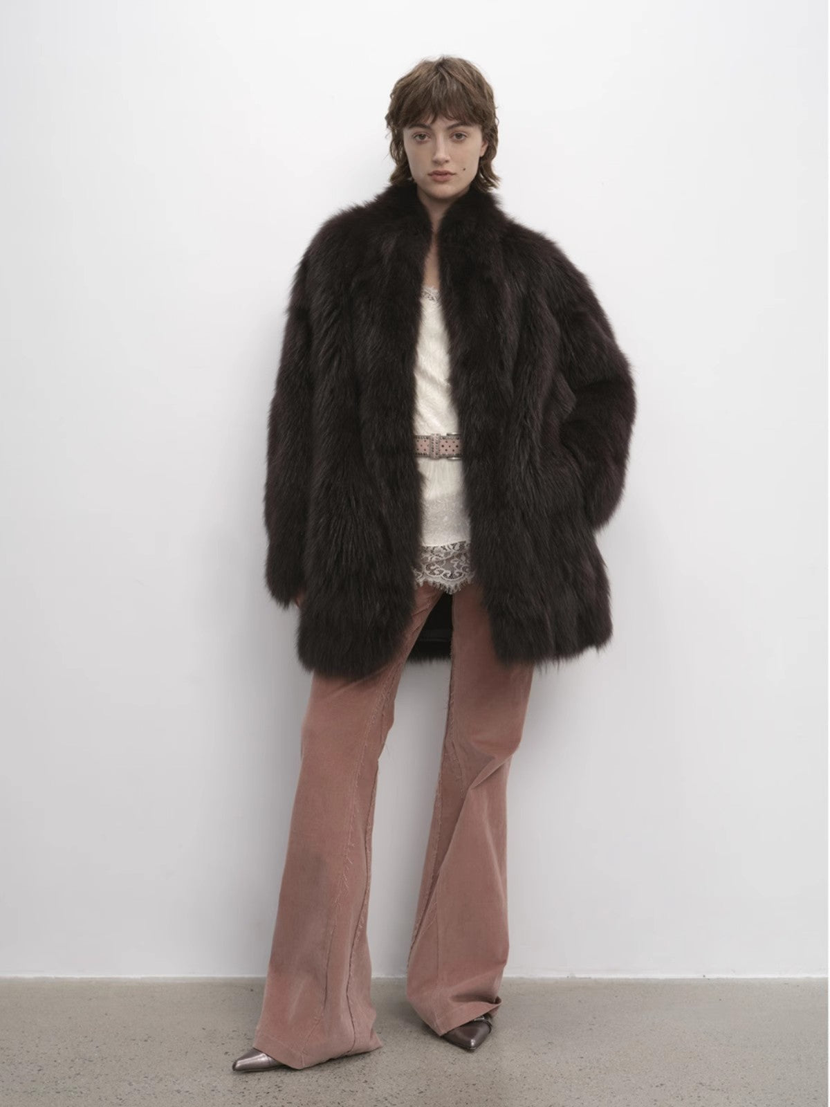 The Sable Suit — Off-Shoulder Fox Fur Jacket with Suit Collar