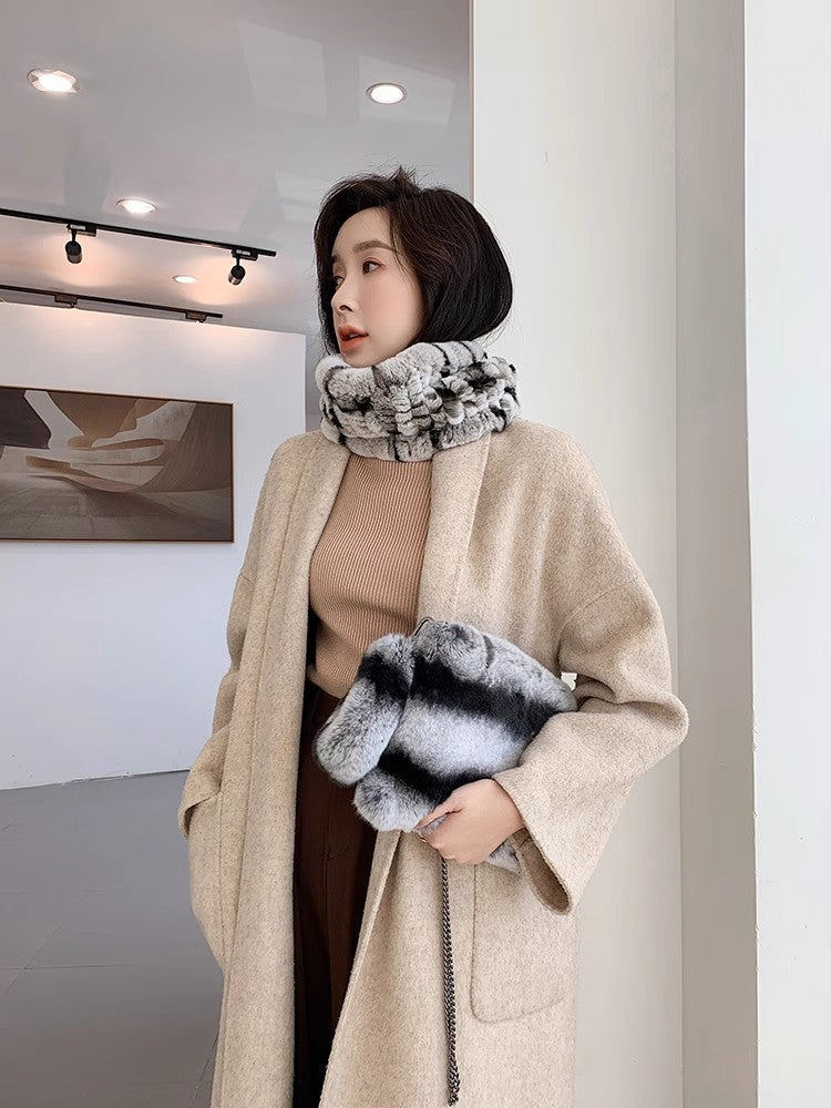 The Camouflage Whisper — Rex Rabbit Fur Scarf
