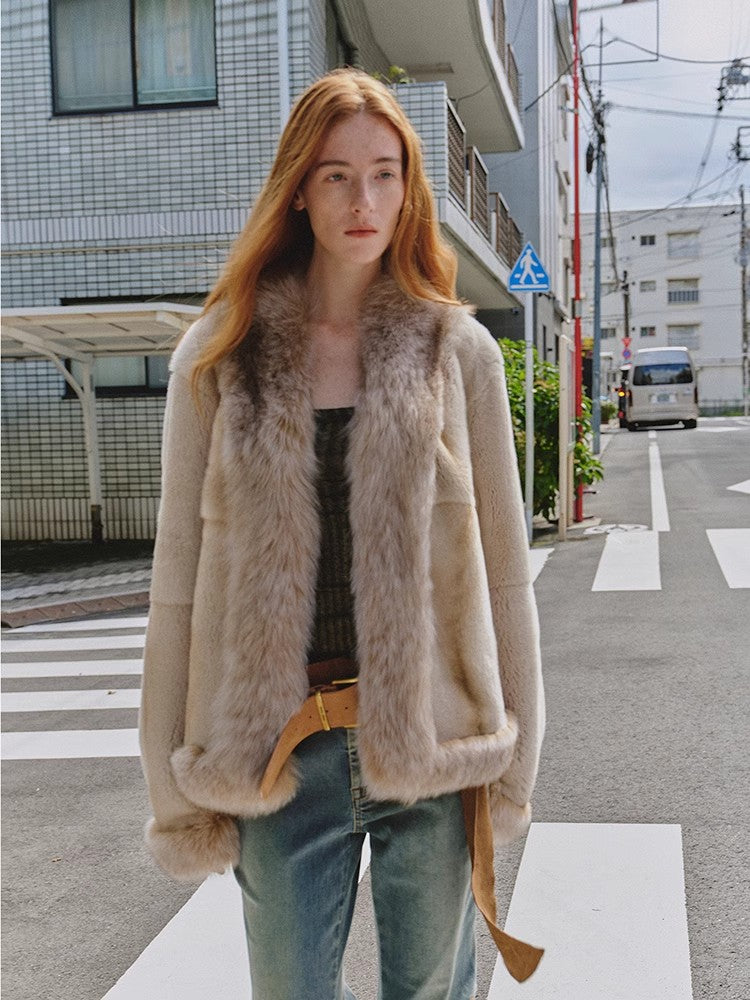 The Deux Tones — French Rex Rabbit & Fox Fur Contrast Jacket