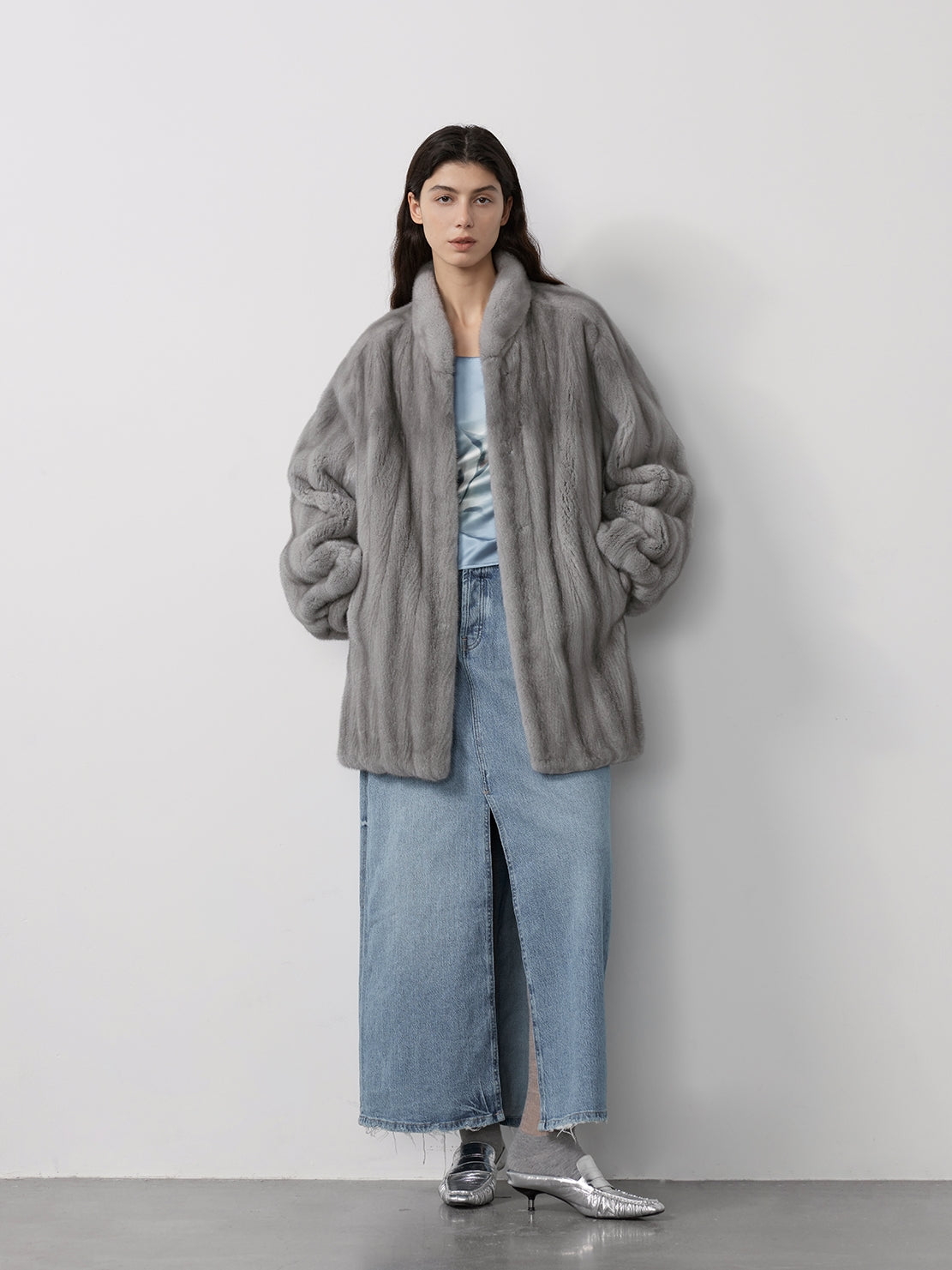 The Kopenhagen Violet — Velvet Whole Mink Stand-Collar Jacket