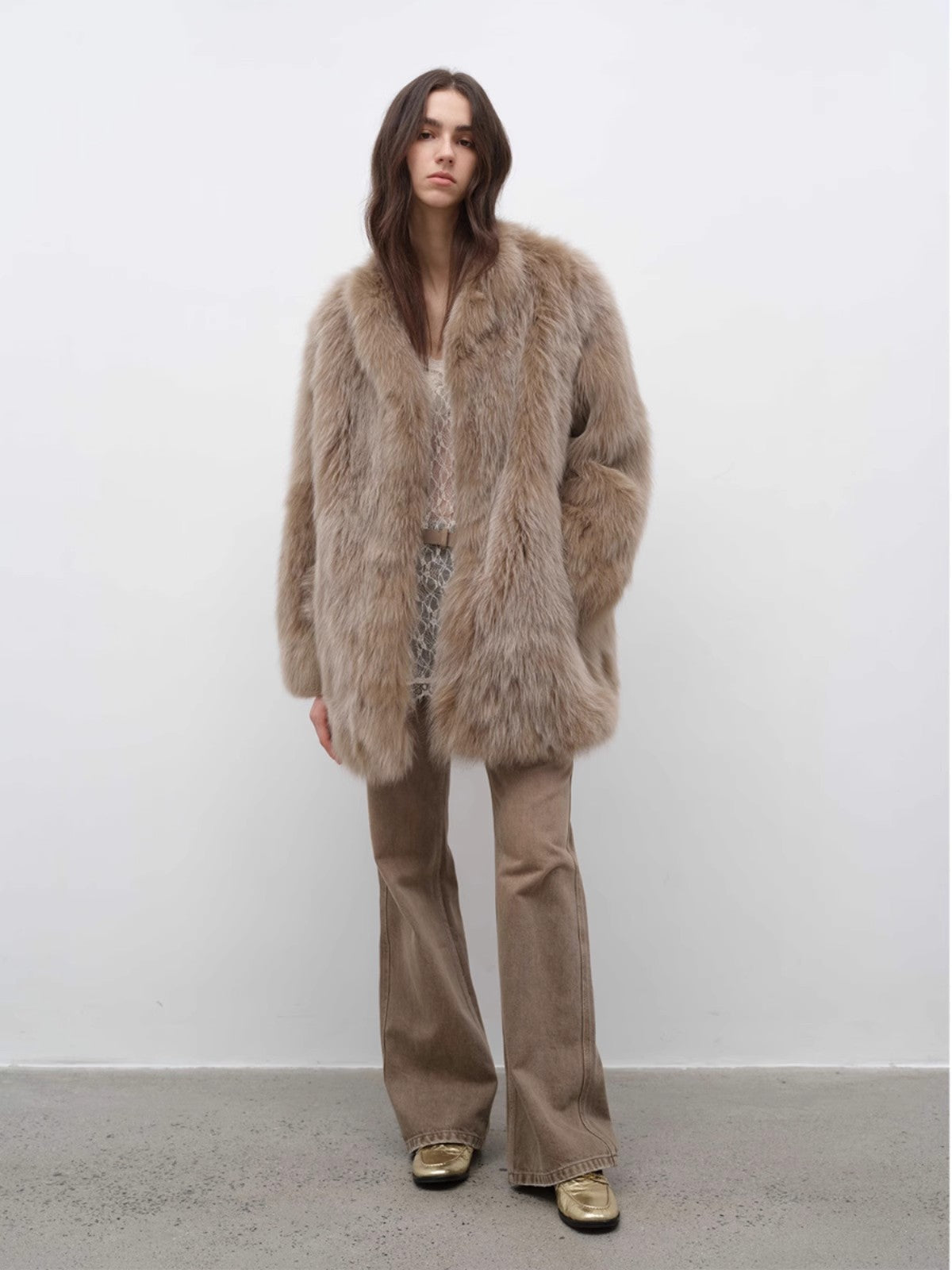 The Sable Suit — Off-Shoulder Fox Fur Jacket with Suit Collar