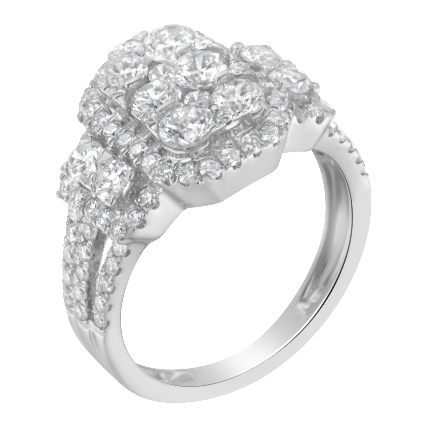 14K White Gold 2 1/4 CTTW Diamond Cocktail Cluster Ring