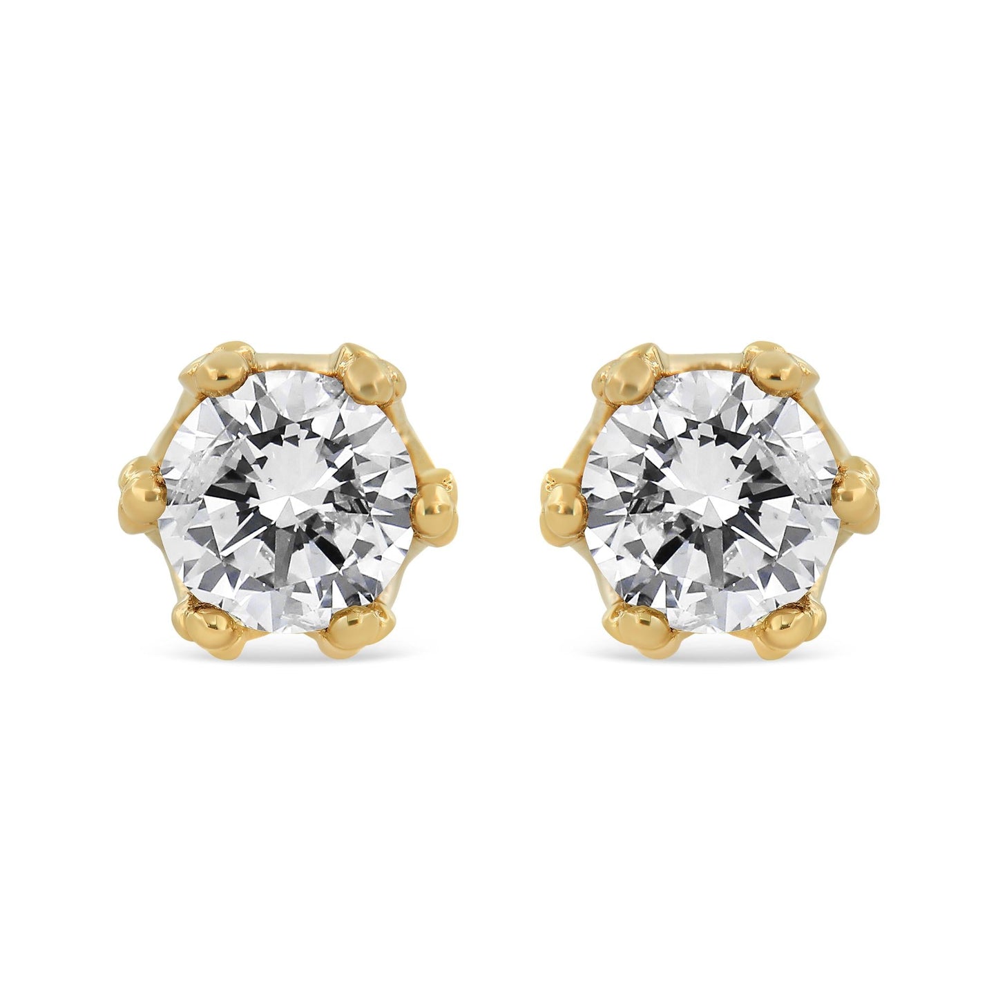 14K Yellow Gold Crown Diamond Stud Earrings – 2.0 Cttw