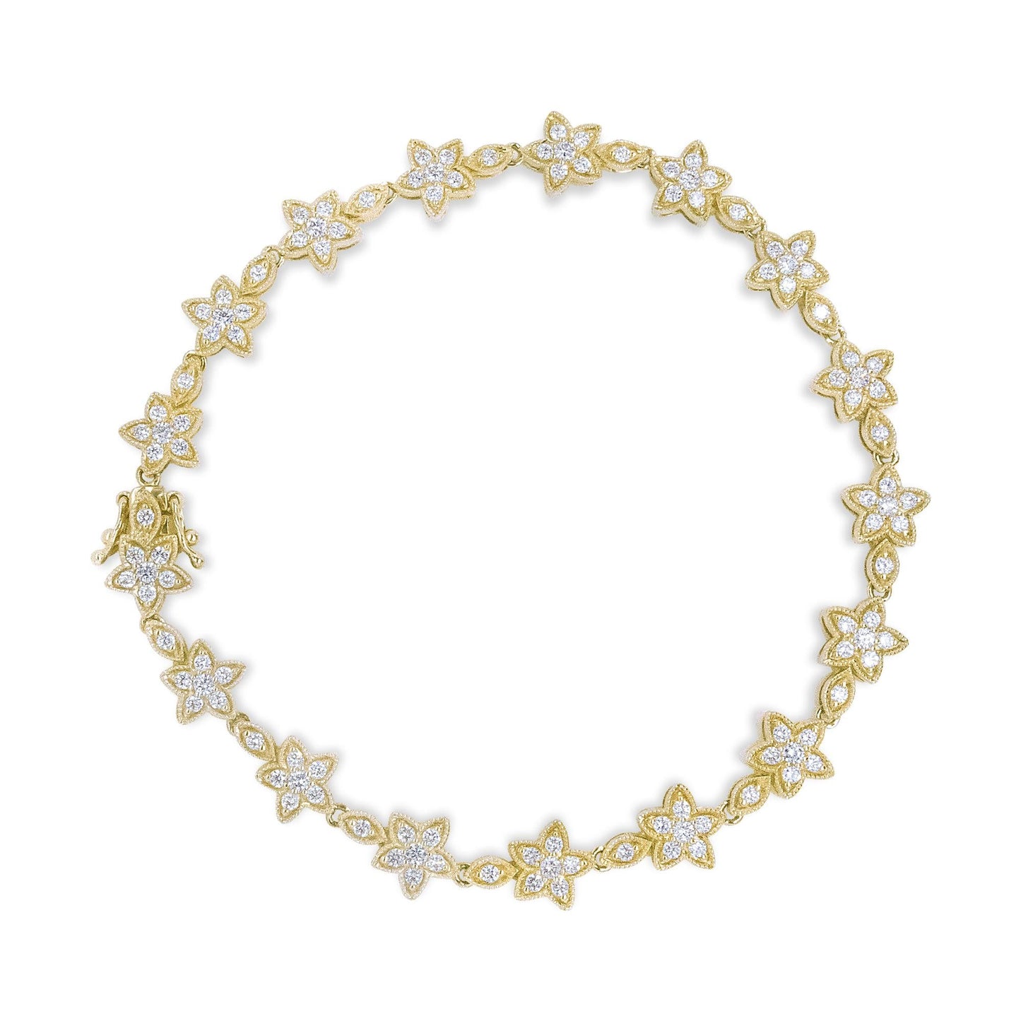 14k White Gold Diamond Blossom Link Bracelet – 1 1/5 Cttw