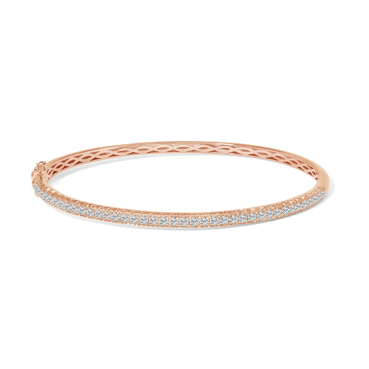 14K Rose Gold 1.00 CTW Half Eternity Diamond Bangle Bracelet