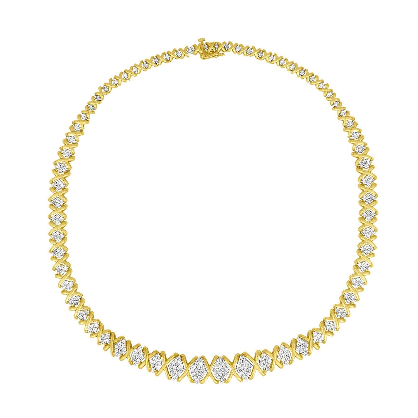 10K Yellow Gold Diamond Riviera Statement Necklace – 4.00 CTW