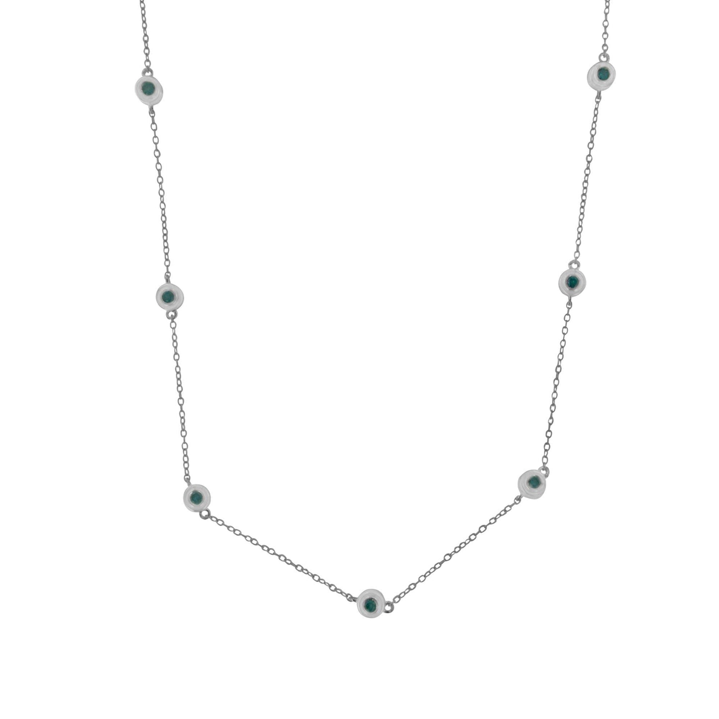 0.75 Ct Blue Diamond Yard Necklace in Sterling Silver