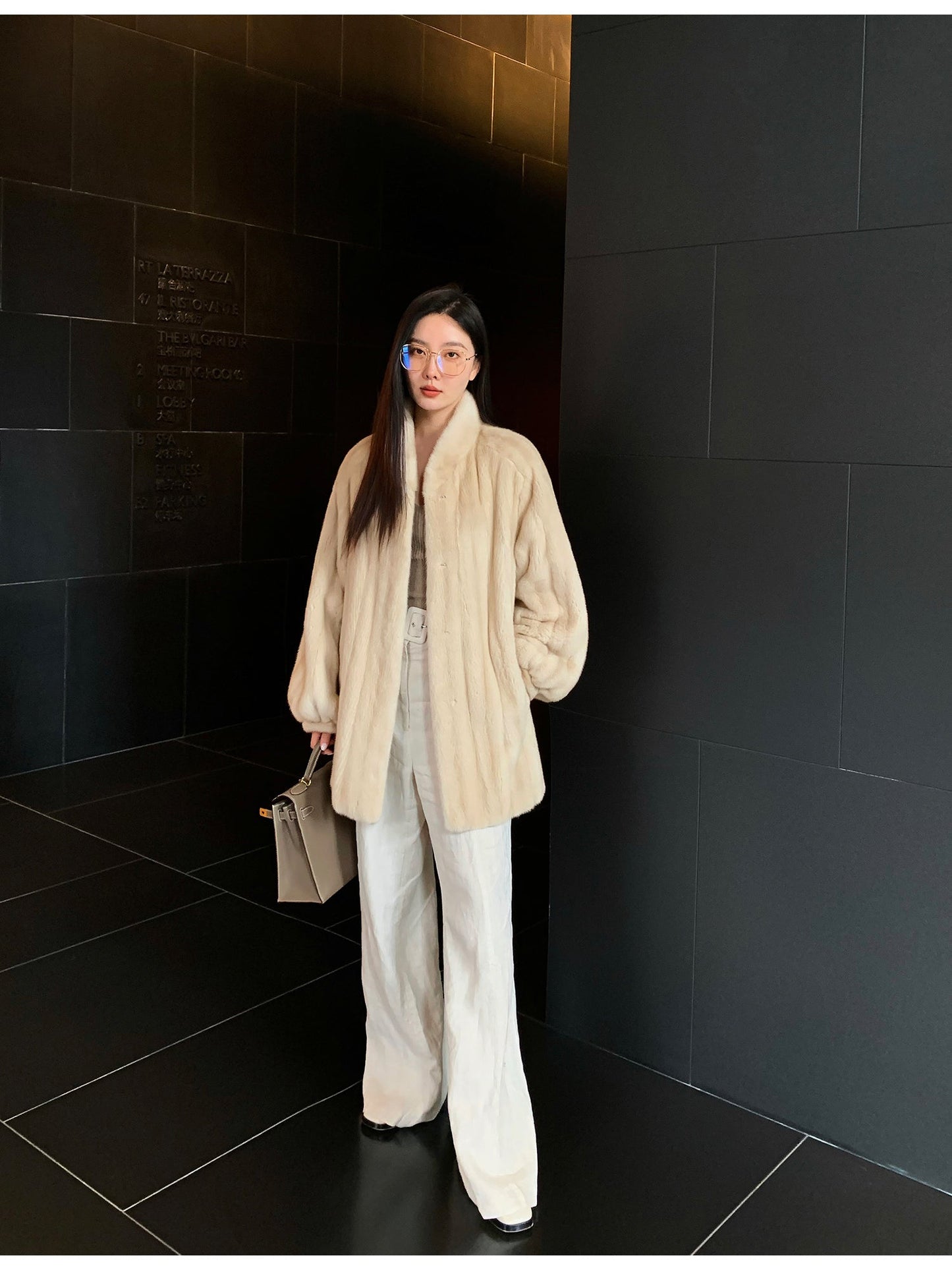 The Kopenhagen Violet — Velvet Whole Mink Stand-Collar Jacket