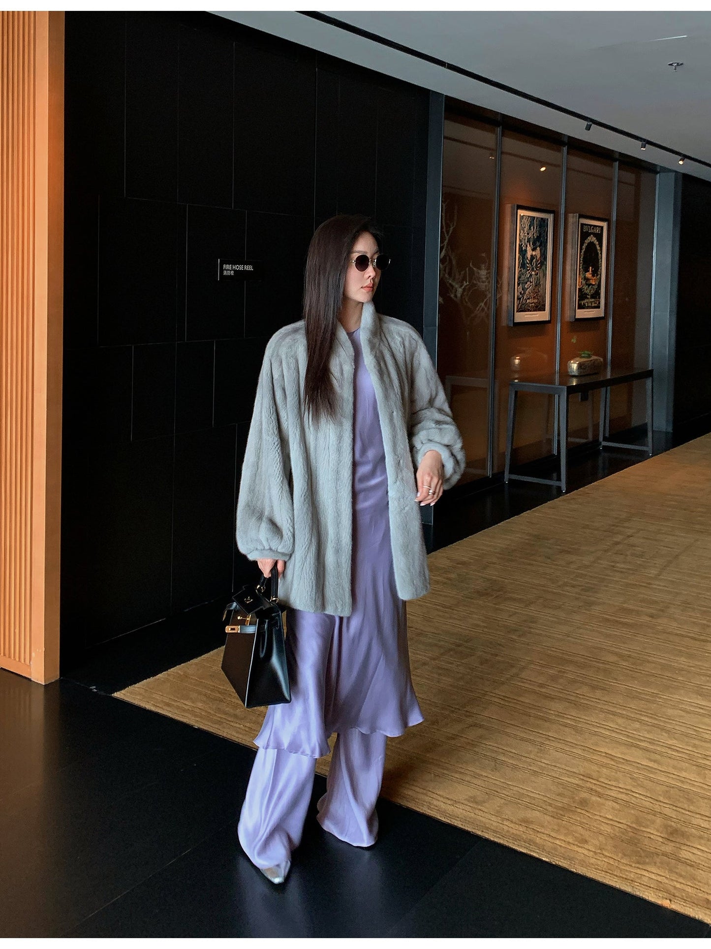 The Kopenhagen Violet — Velvet Whole Mink Stand-Collar Jacket