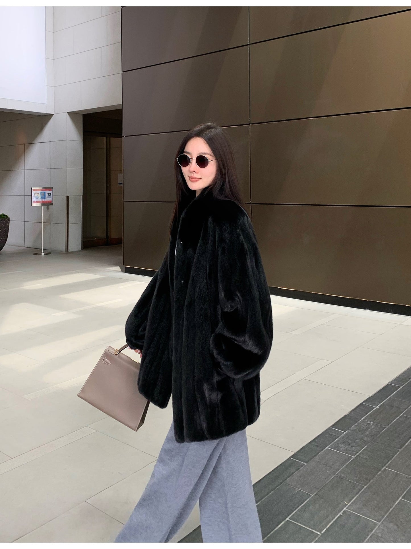 The Kopenhagen Violet — Velvet Whole Mink Stand-Collar Jacket