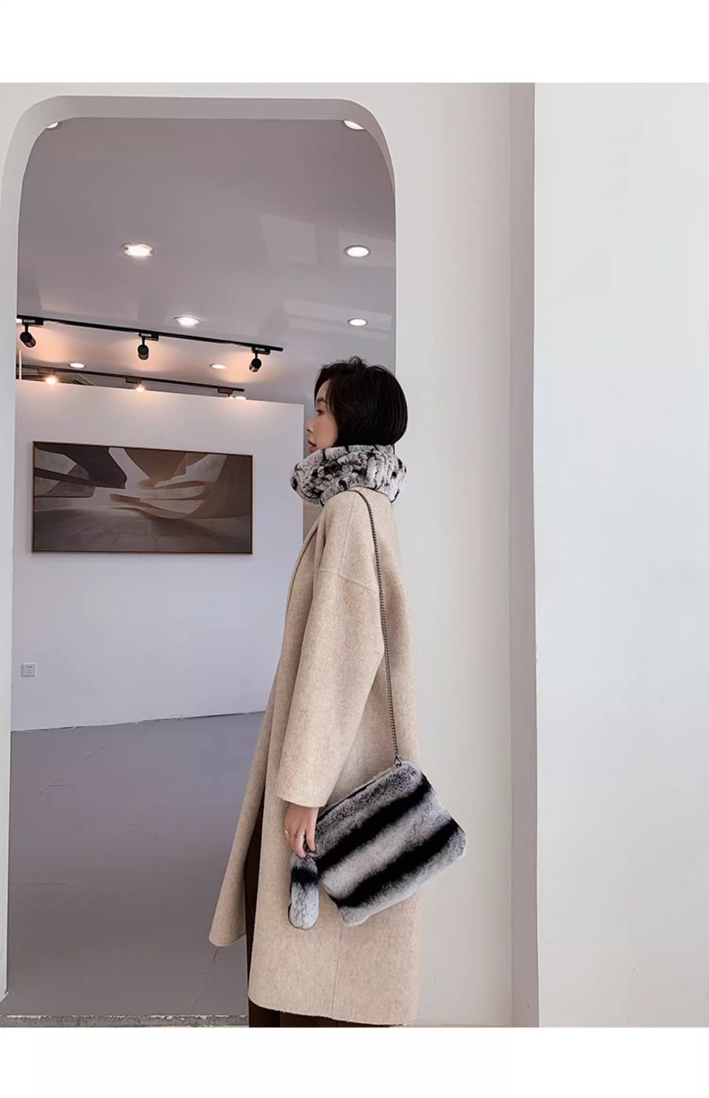The Camouflage Whisper — Rex Rabbit Fur Scarf