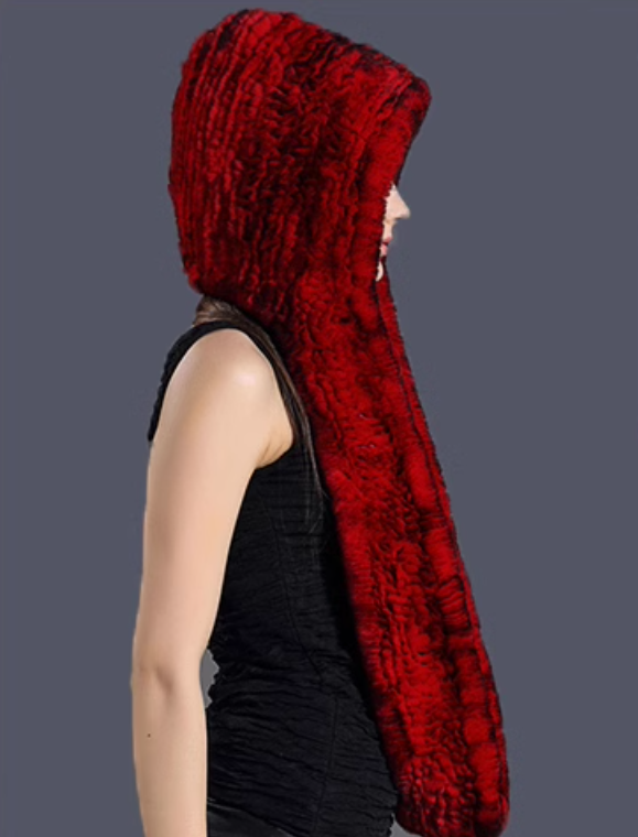 The Winter Veil — Double-Sided Rex Rabbit Fur Hat & Scarf Duo