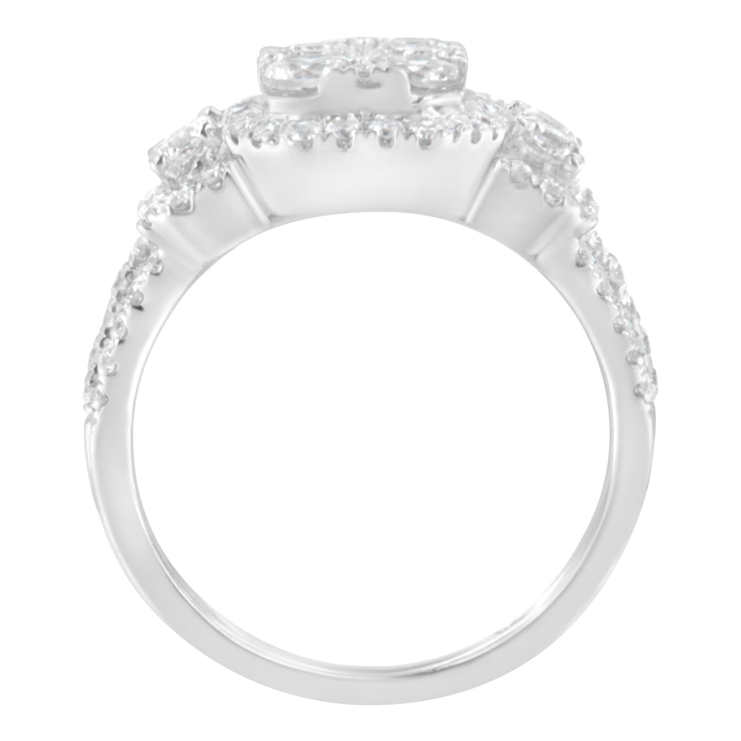 14K White Gold 2 1/4 CTTW Diamond Cocktail Cluster Ring