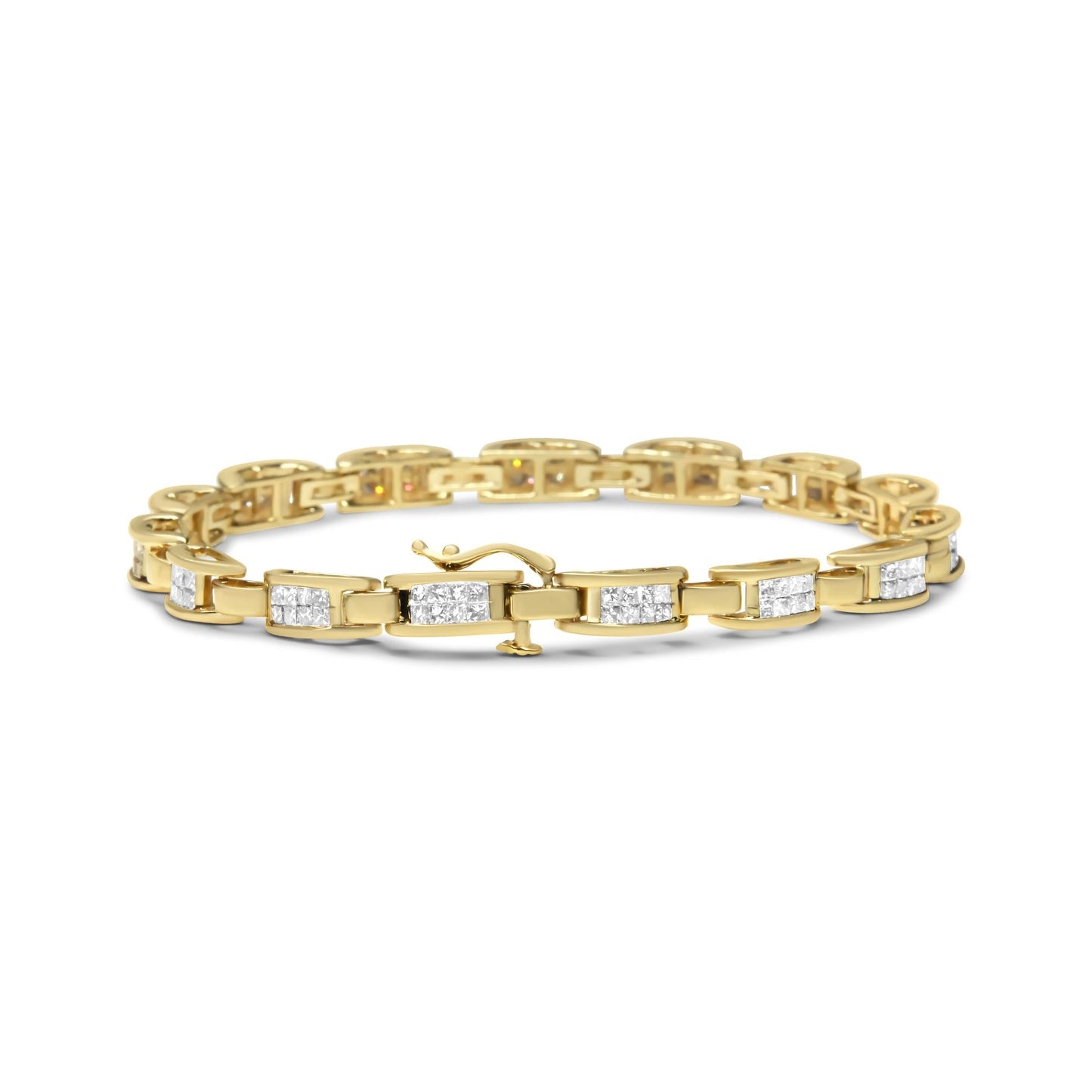14K Yellow Gold 2.00 CTTW Princess-Cut Diamond “Links of Love” Bracelet