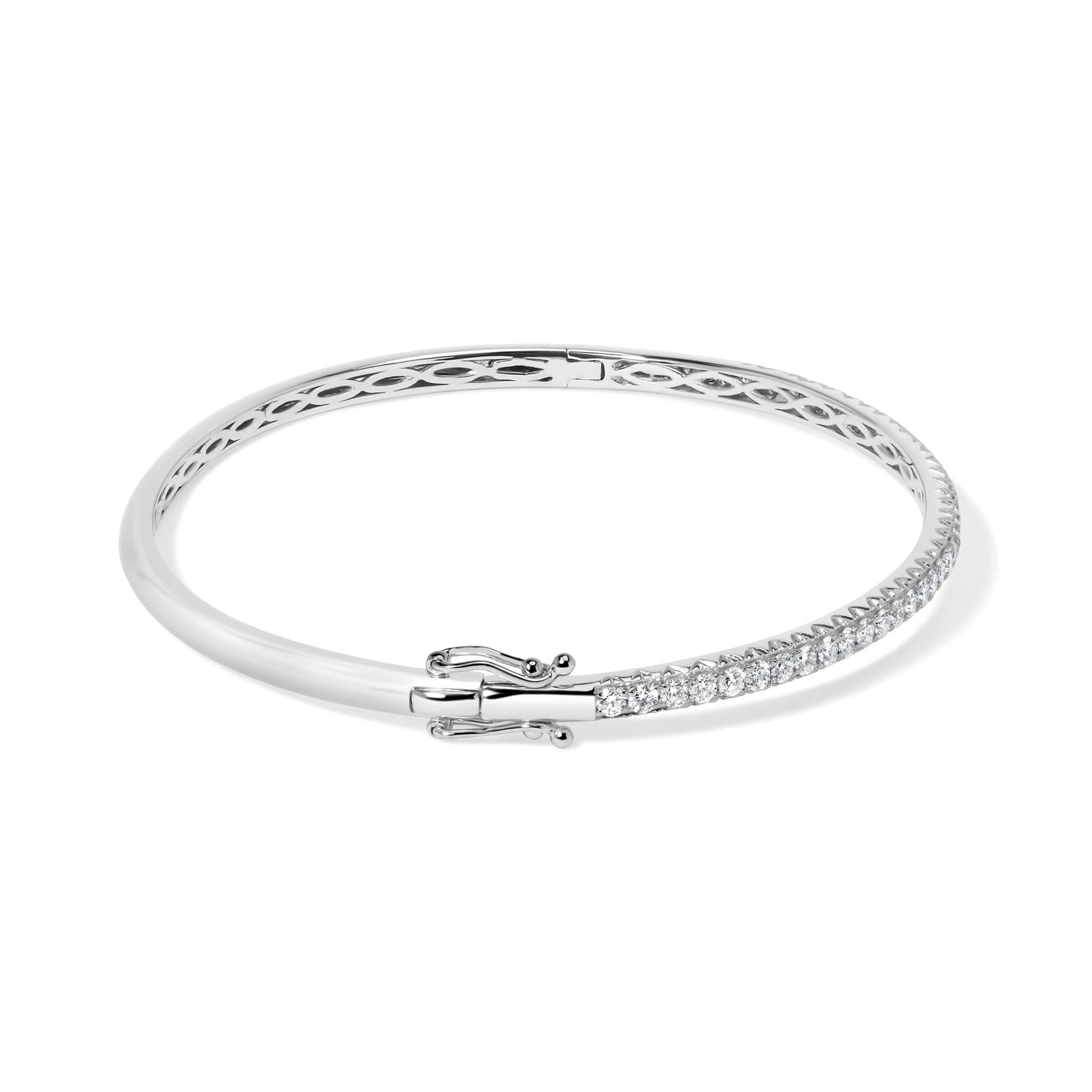 14K Rose Gold 1.00 CTW Half Eternity Diamond Bangle Bracelet