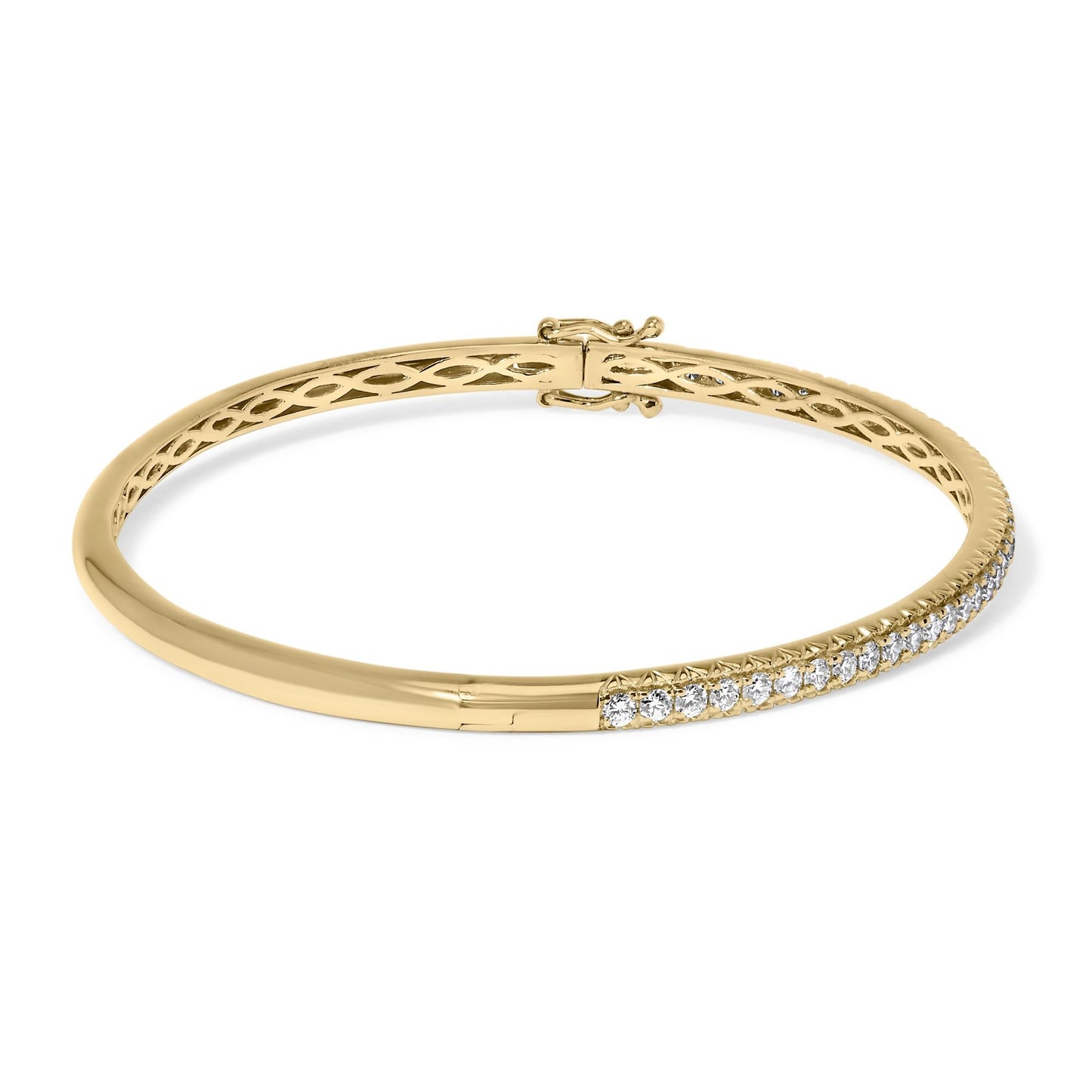 14K Rose Gold 1.00 CTW Half Eternity Diamond Bangle Bracelet