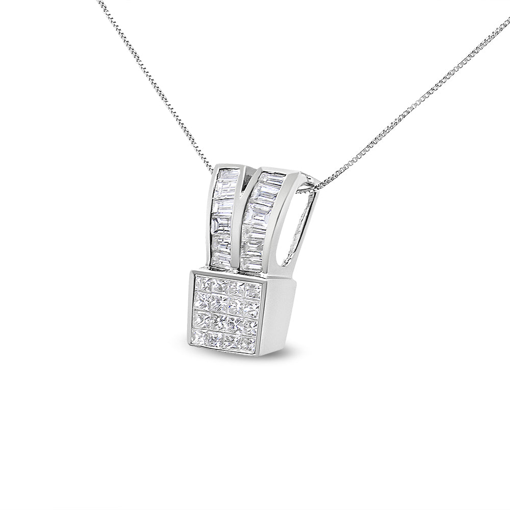 14K White Gold Double Loop Diamond Pendant