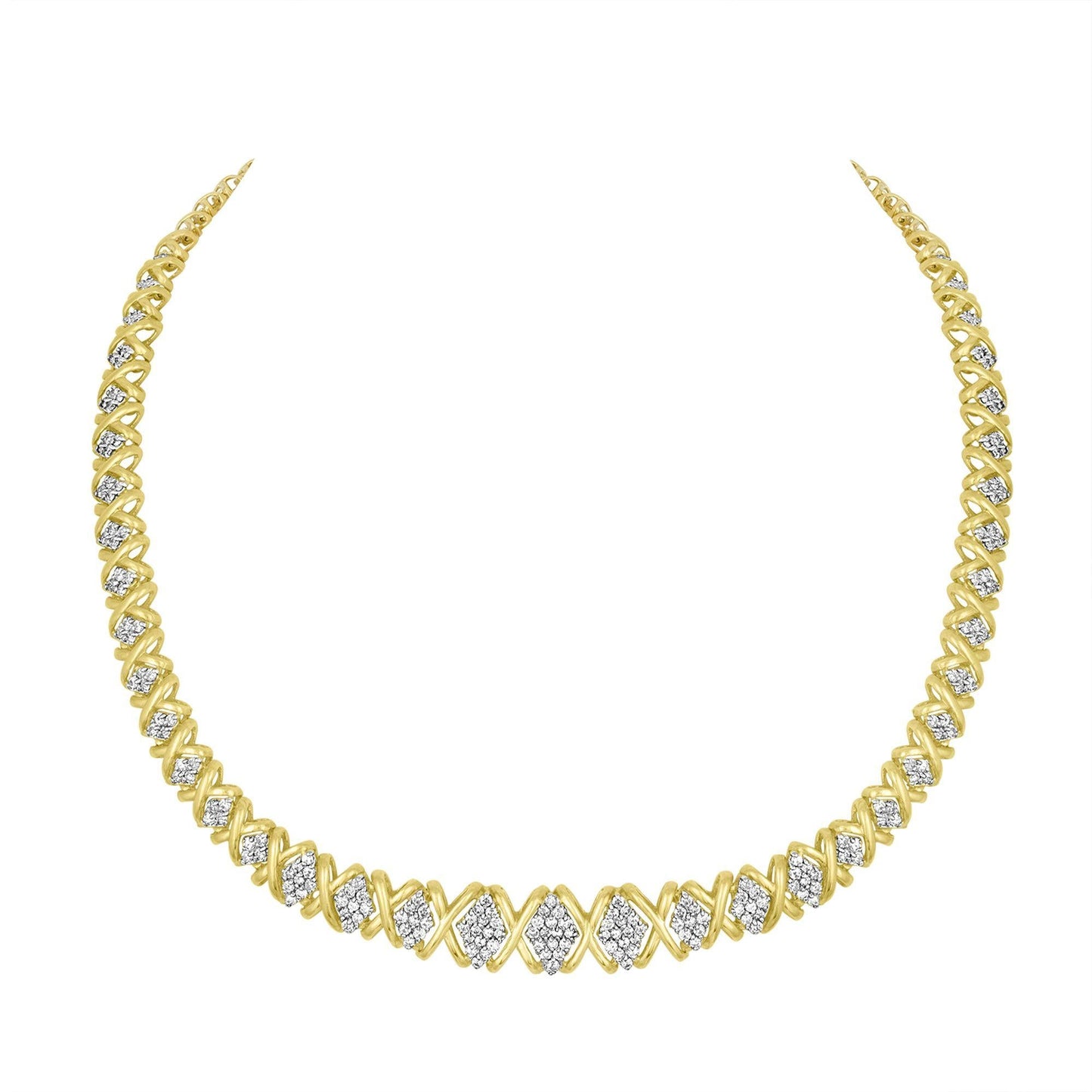10K Yellow Gold Diamond Riviera Statement Necklace – 4.00 CTW