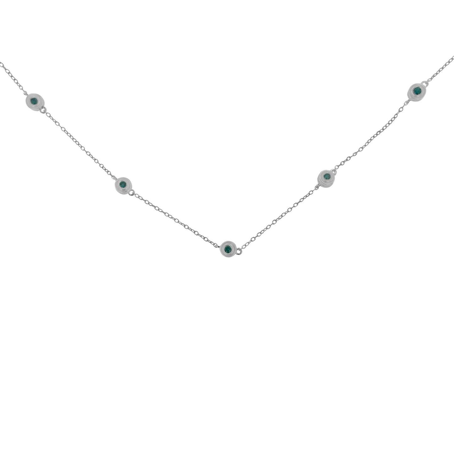 0.75 Ct Blue Diamond Yard Necklace in Sterling Silver