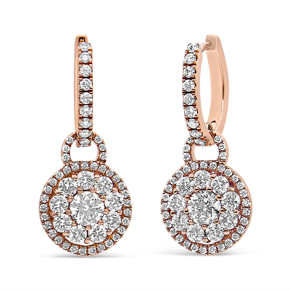 18K Rose Gold Diamond Drop Earrings – 1.50 ctw