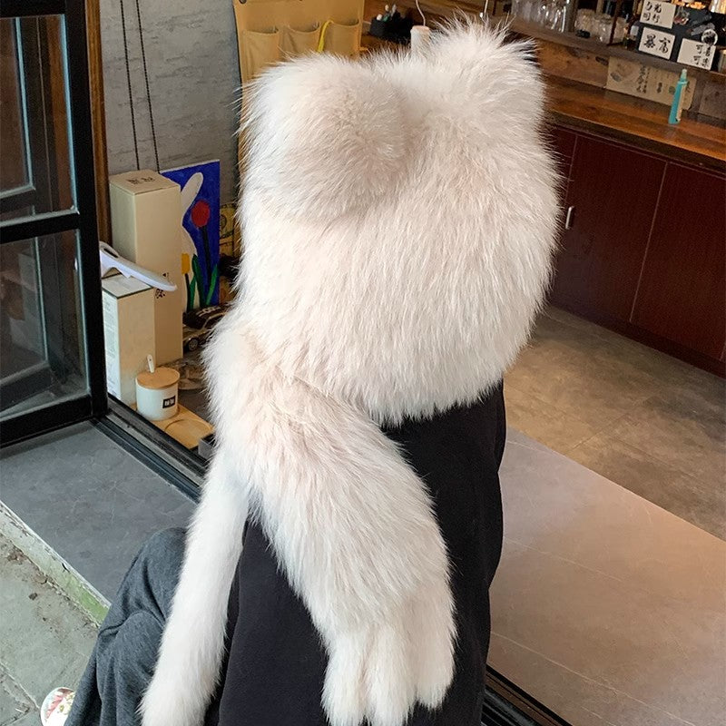 The Arctic Muse — Cat Ear Fox Fur Scarf Hat