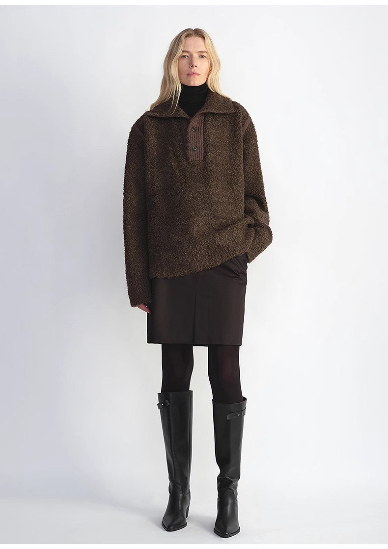 The Andean Polo — Alpaca Wool Blend Bouclé Knit