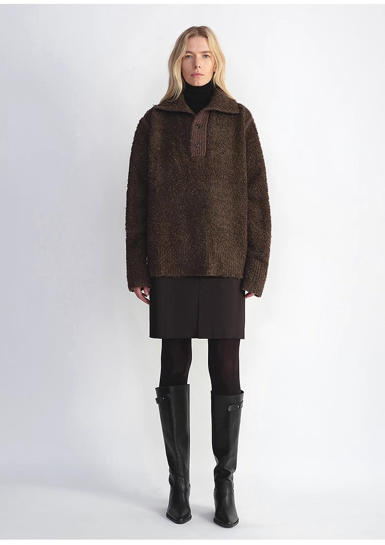 The Andean Polo — Alpaca Wool Blend Bouclé Knit