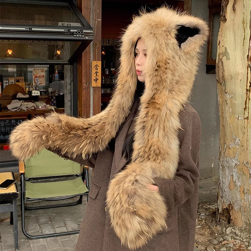 The Arctic Muse — Cat Ear Fox Fur Scarf Hat