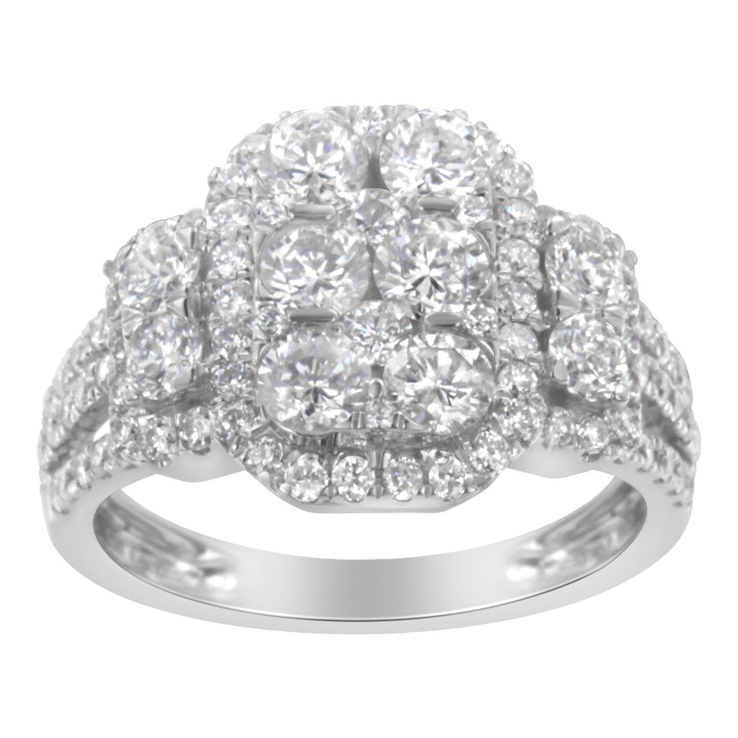14K White Gold 2 1/4 CTTW Diamond Cocktail Cluster Ring