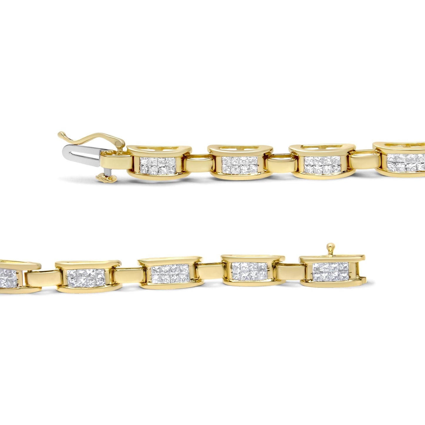 14K Yellow Gold 2.00 CTTW Princess-Cut Diamond “Links of Love” Bracelet