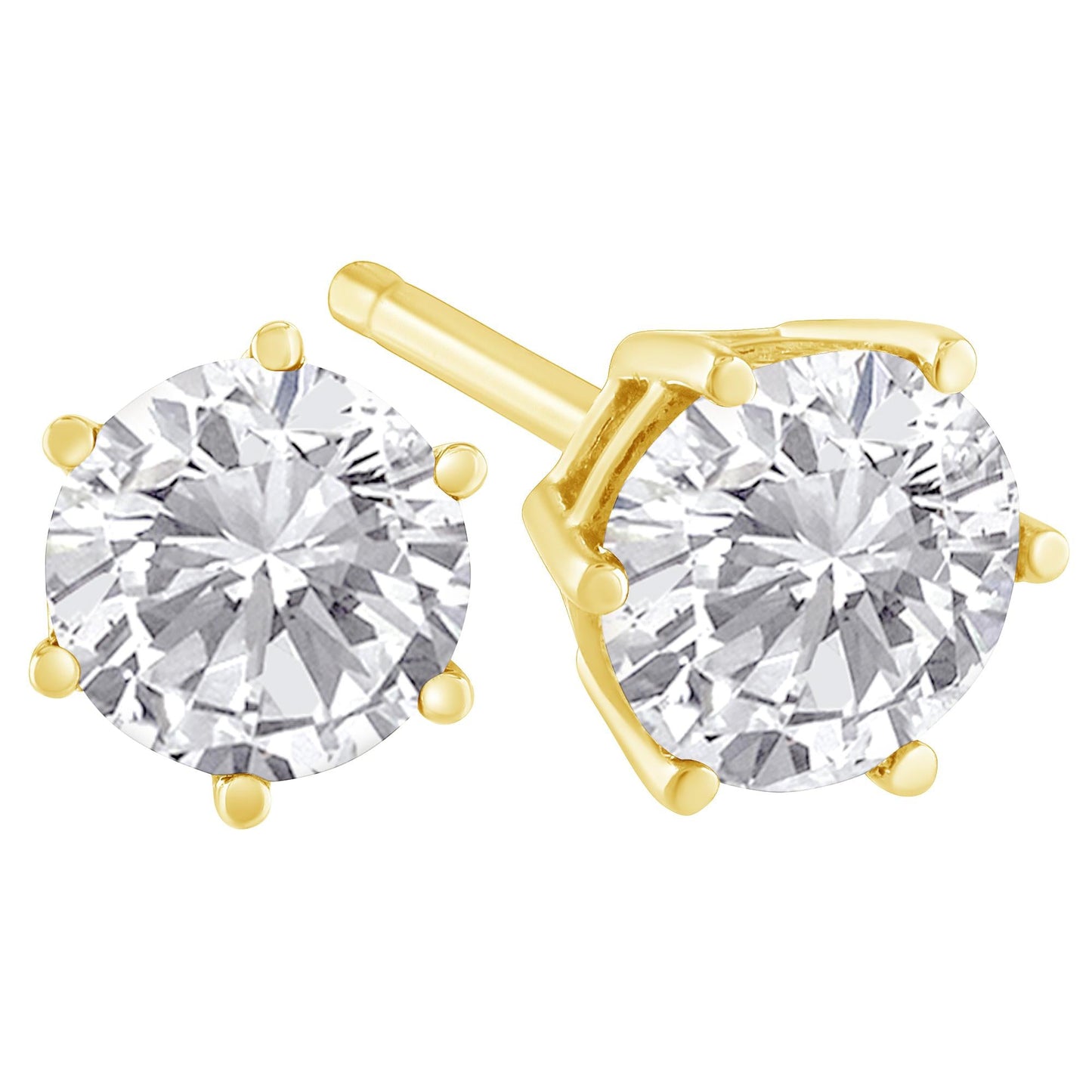 18K Yellow Gold Round Brilliant-Cut Diamond Stud Earrings – 1.50 CTW