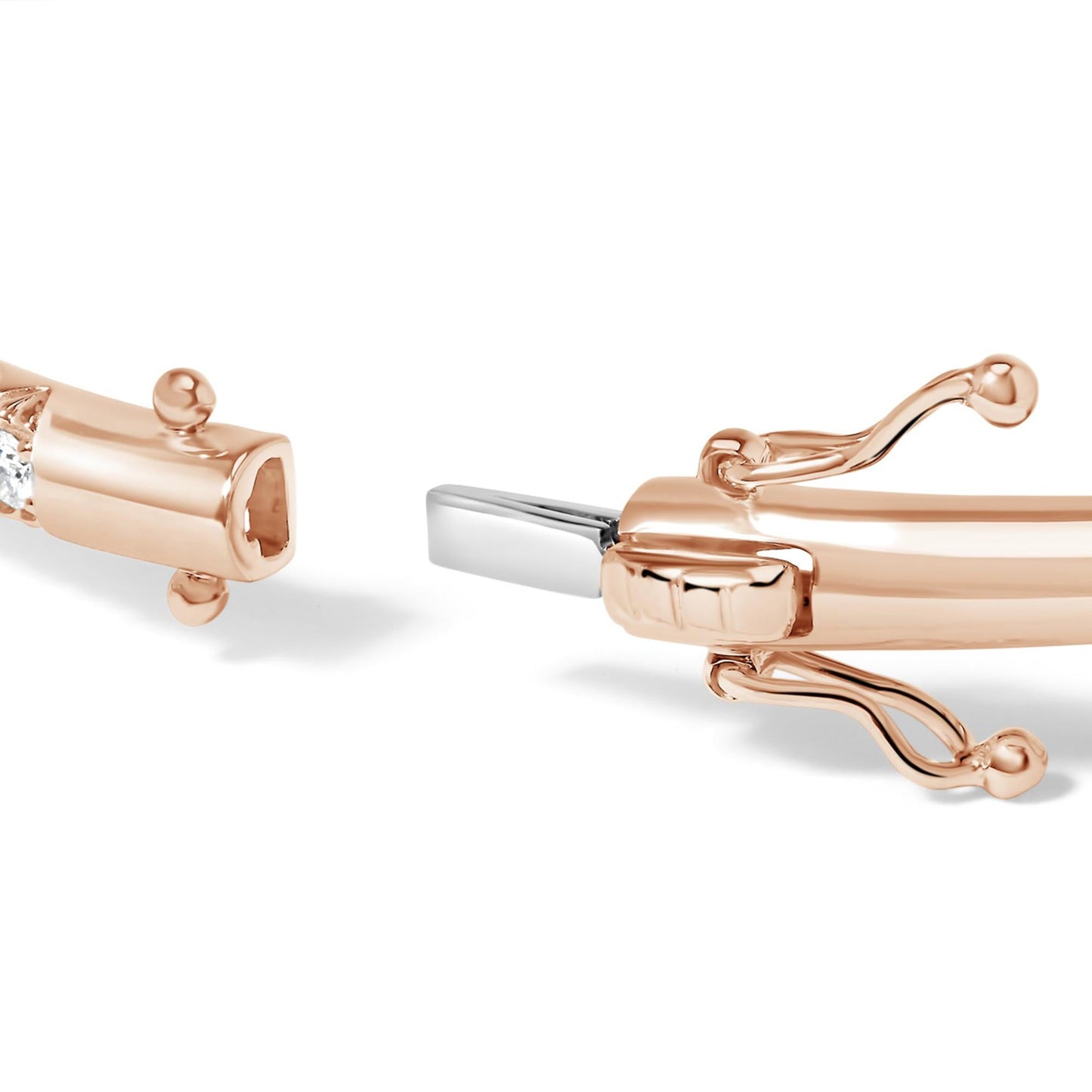 14K Rose Gold 1.00 CTW Half Eternity Diamond Bangle Bracelet