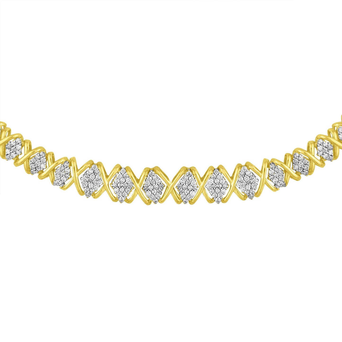 10K Yellow Gold Diamond Riviera Statement Necklace – 4.00 CTW
