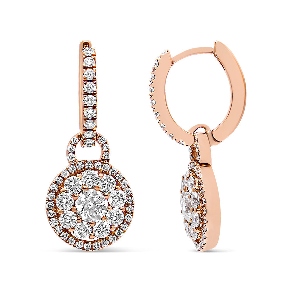 18K Rose Gold Diamond Drop Earrings – 1.50 ctw