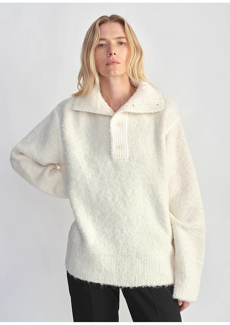 The Andean Polo — Alpaca Wool Blend Bouclé Knit
