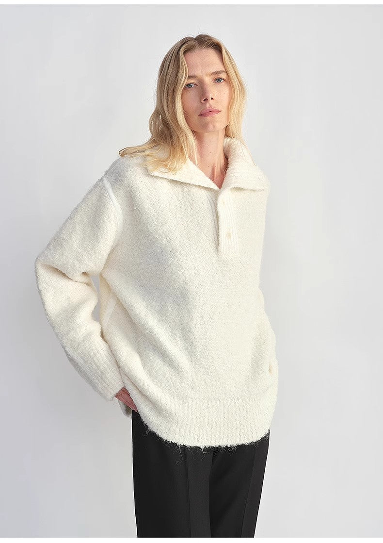 The Andean Polo — Alpaca Wool Blend Bouclé Knit