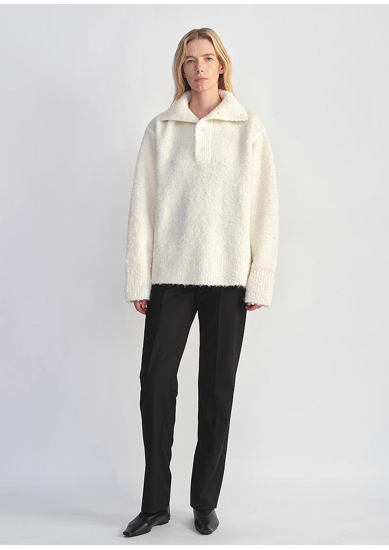 The Andean Polo — Alpaca Wool Blend Bouclé Knit