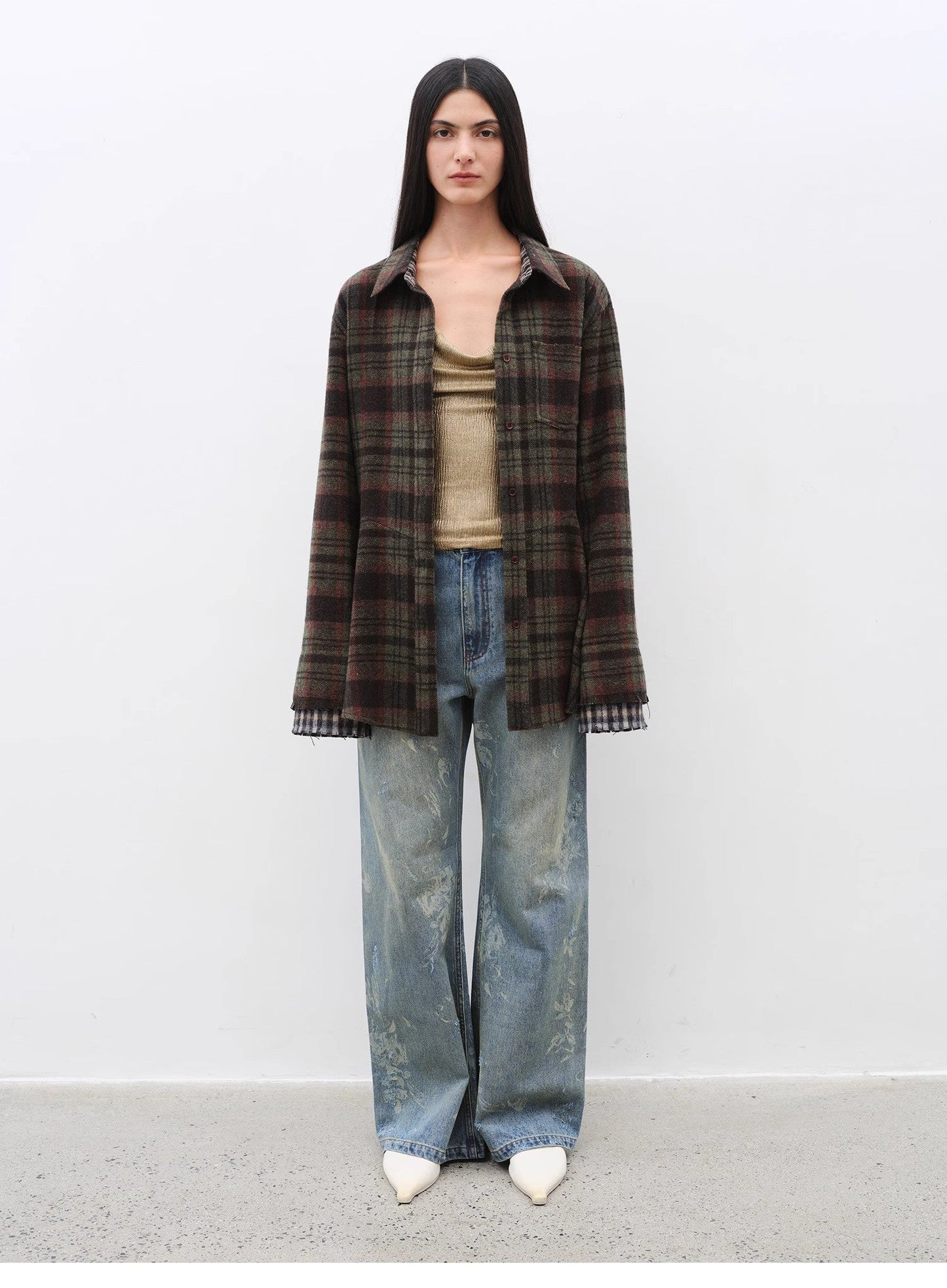 Tall Illusion Wide-Leg Floor-Length Jeans