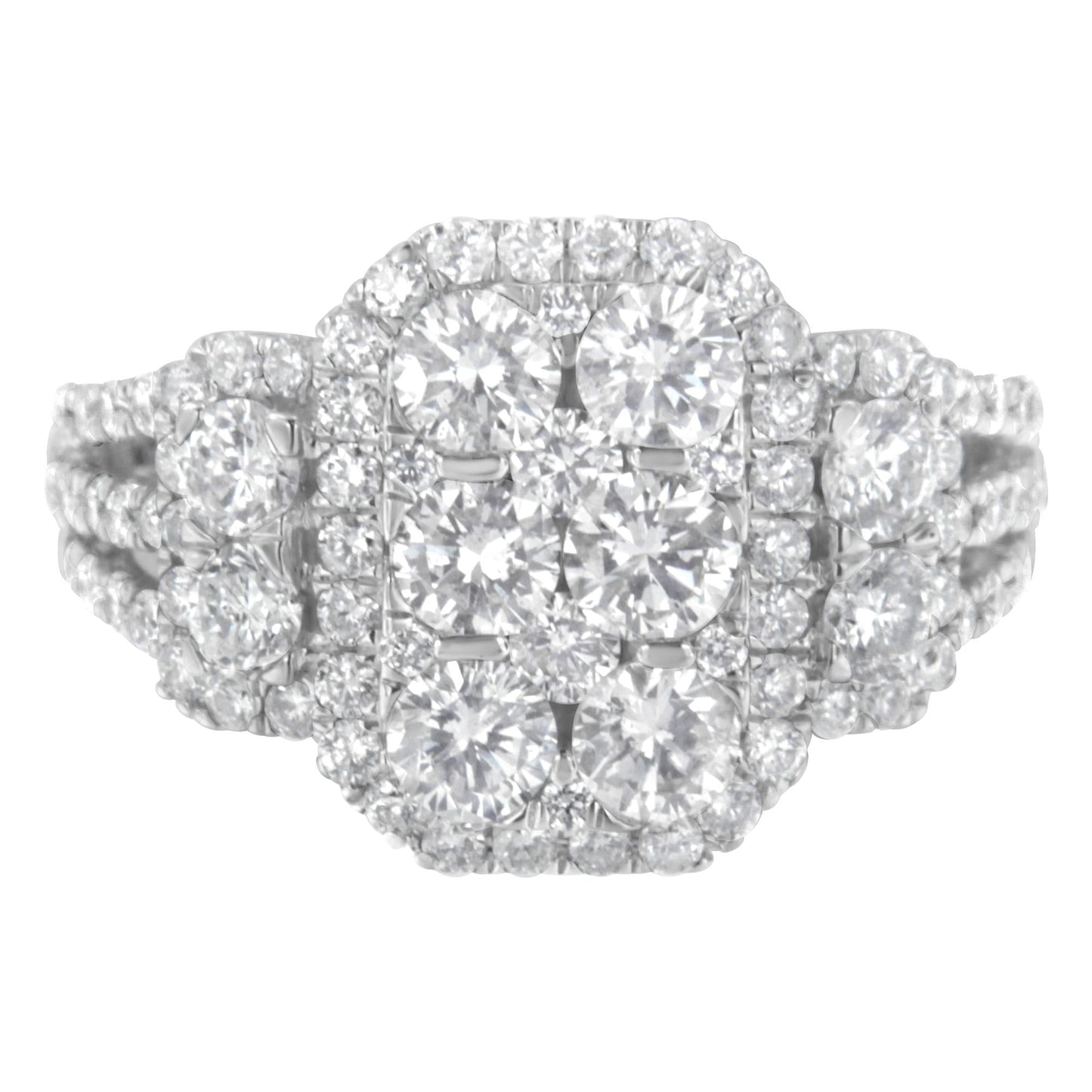 14K White Gold 2 1/4 CTTW Diamond Cocktail Cluster Ring