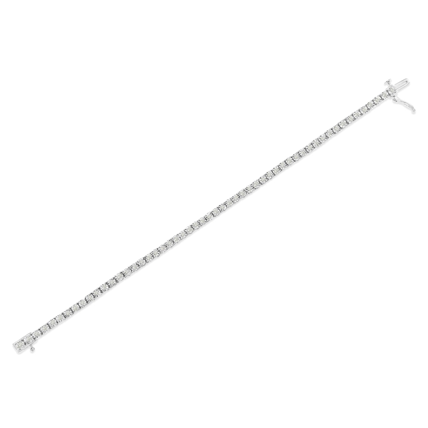 Vintage-Inspired Rose Cut Diamond Tennis Bracelet in Sterling Silver