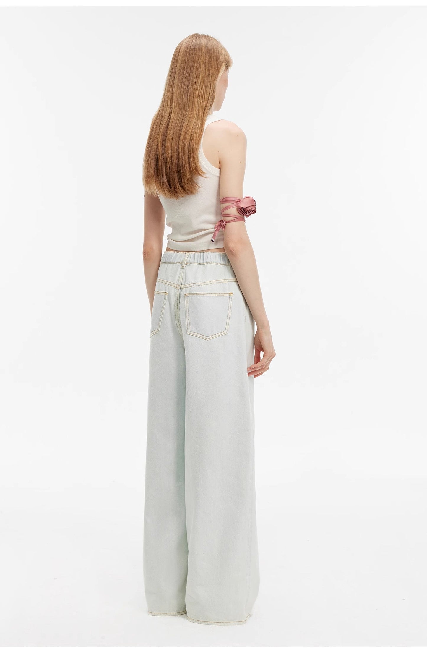 Straight-Leg Wide-Leg Drawstring Jeans