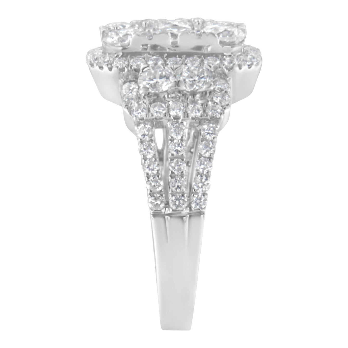 14K White Gold 2 1/4 CTTW Diamond Cocktail Cluster Ring