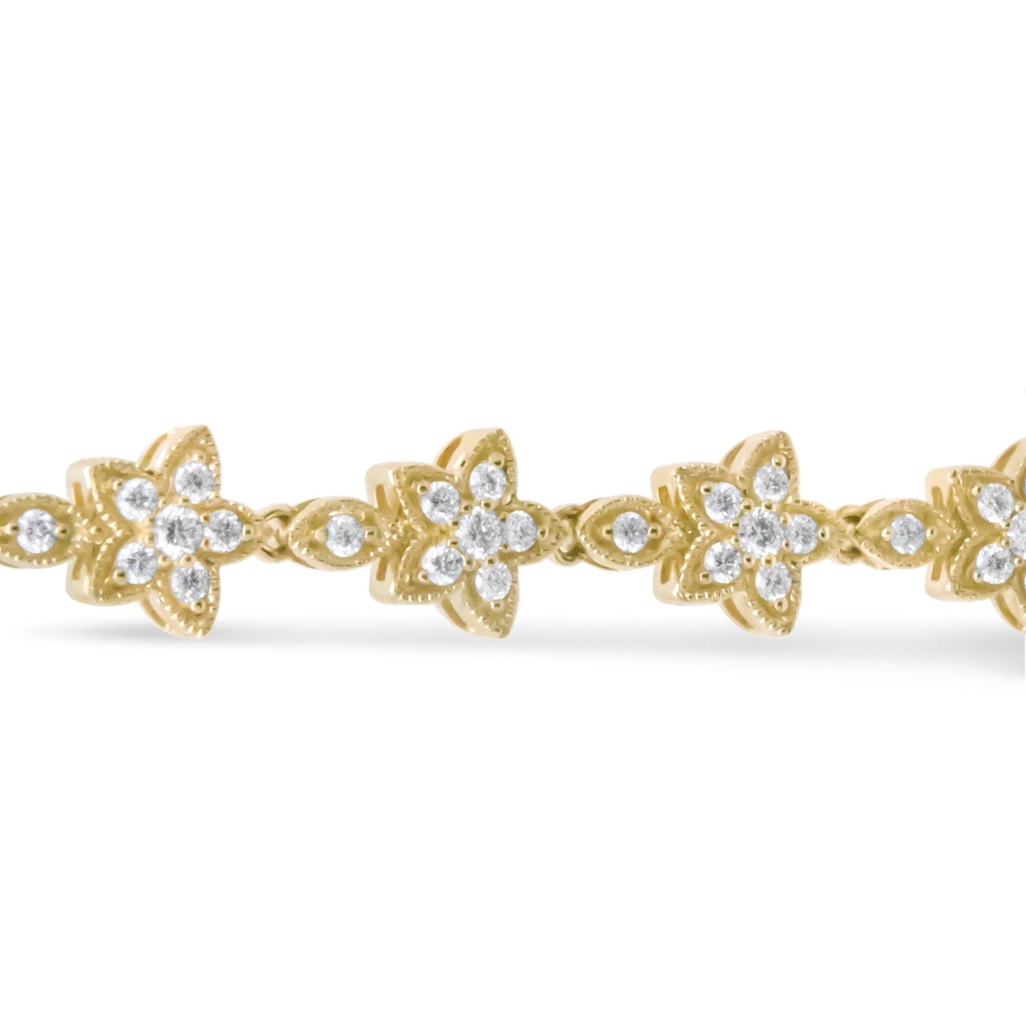 14k White Gold Diamond Blossom Link Bracelet – 1 1/5 Cttw