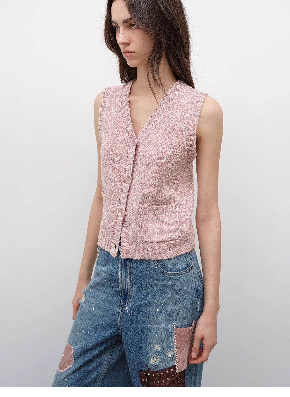 The Avenue Vest — Merino Wool & Xinjiang Cotton Color-Block Knit