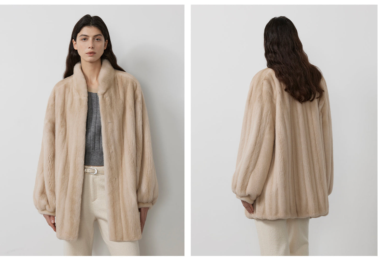 The Kopenhagen Violet — Velvet Whole Mink Stand-Collar Jacket