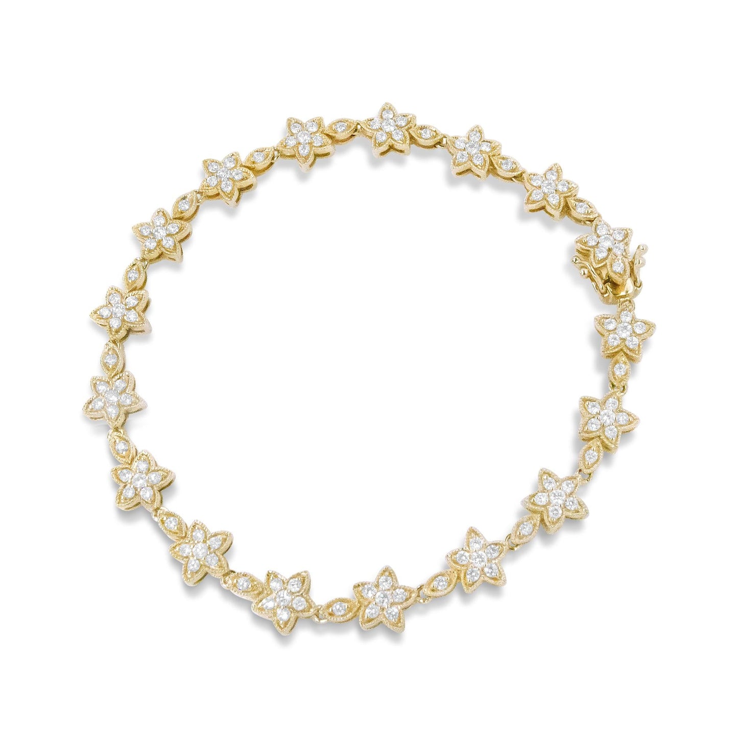14k White Gold Diamond Blossom Link Bracelet – 1 1/5 Cttw