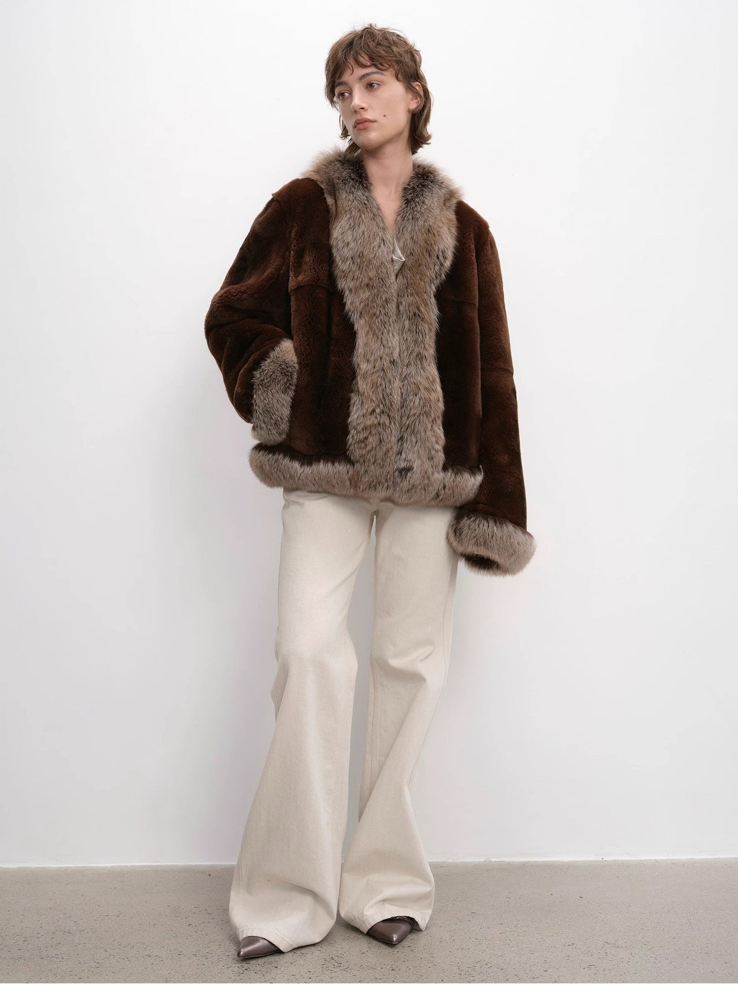 The Deux Tones — French Rex Rabbit & Fox Fur Contrast Jacket