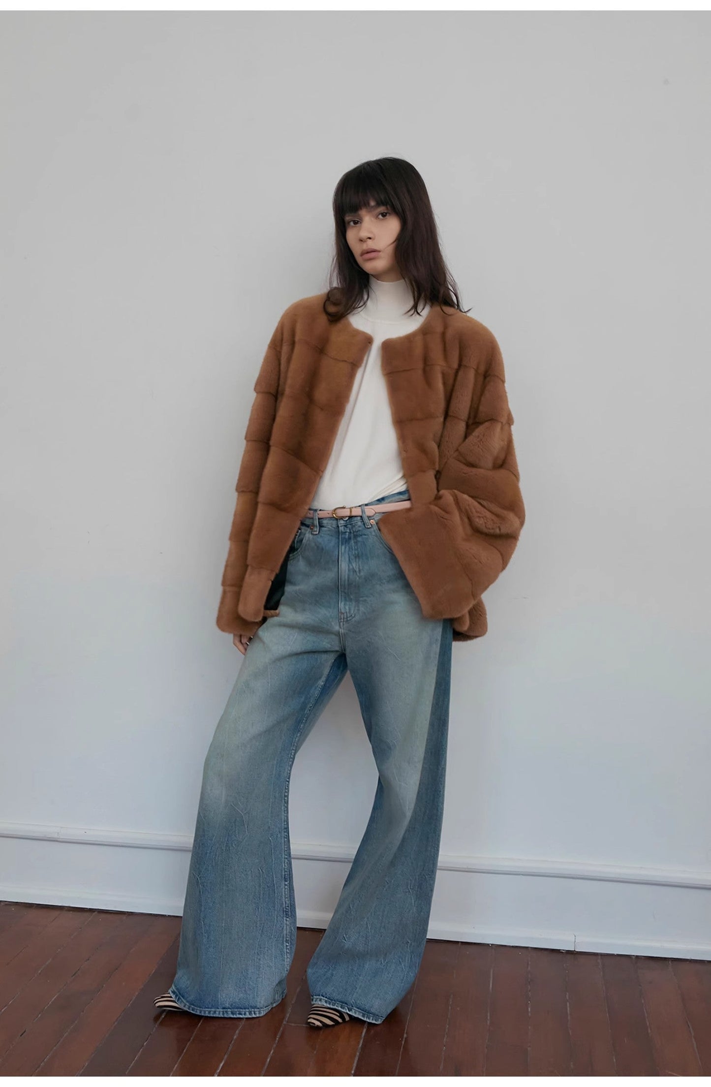 Modern Deconstructed Chicken-Claw Wrinkled Wide-Leg Jeans