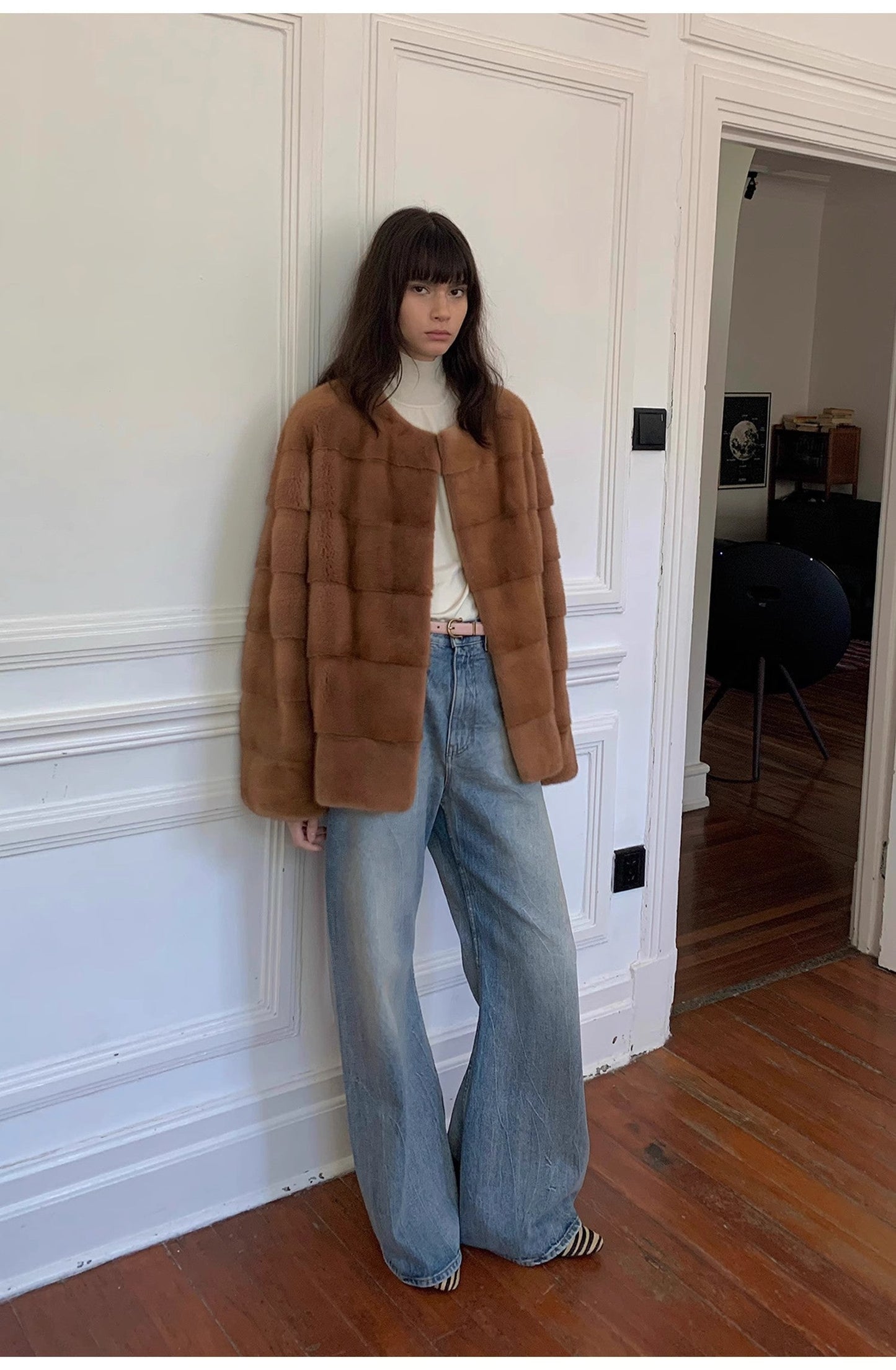 Modern Deconstructed Chicken-Claw Wrinkled Wide-Leg Jeans